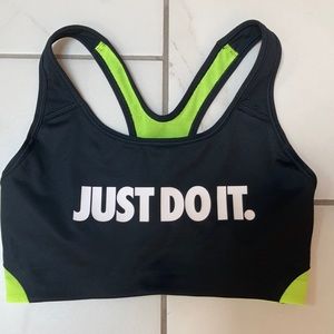 Nike Black and Neon Green Sports Bra